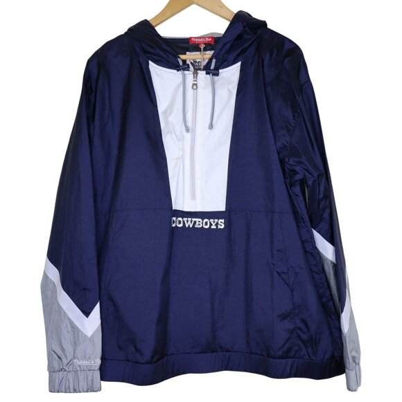 Dallas Cowboys Jacket Womens Large NFL Football Pullover Half Zip Mitchell Ness - Picture 1 of 11